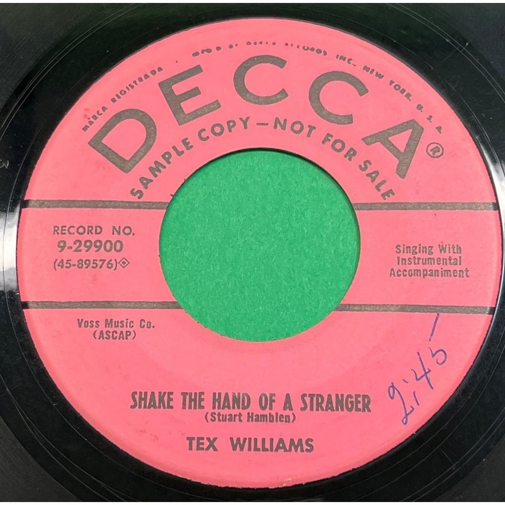 Tex Williams Shake the Hand of a Stranger / Revival Is On Its Way 45 Country WLP